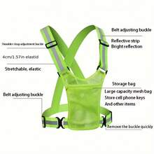 1pc High Visibility Reflective Safety Vest, Green Reflective Vest, Suitable For Night Cycling, Running, Walking Pets, Outdoor Sports, Motorcycle Riding. Adjustable Waist/Shoulder, For Men/Women Workers, Surveyors, Volunteers, Traffic, Construction, Lightweight Breathable Mesh Design, Reflective Strap, Gift For Father's Day, Men, Women, New Year