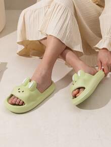女士可爱兔子柔软防滑浴室/室内拖鞋，情侣款，卡通 EVA 户外/室内拖鞋，四季皆宜 - 綠色 - 查看 8