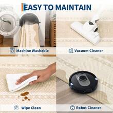 Kitchen Bordered Home Decor Geometry Area Rug Soft Low Pile Non Slip Carpet Stain Resistant Floorcover Washable Thin Non Shedding Entrance Runner Rug Modern Easy To Clean Printed Mat Throw Rug For Laundry Living Room Hallway Bathroom Bedroom Dinning Room - Beige White - 查看 6
