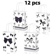 [4/8/12 Pcs Set] Fashionable Pink Bow Gift Bags (With Decorative Stickers), Elegant For Birthday/Bachelorette/Engagement/Bridal Shower Decor - Multicolor - View 18