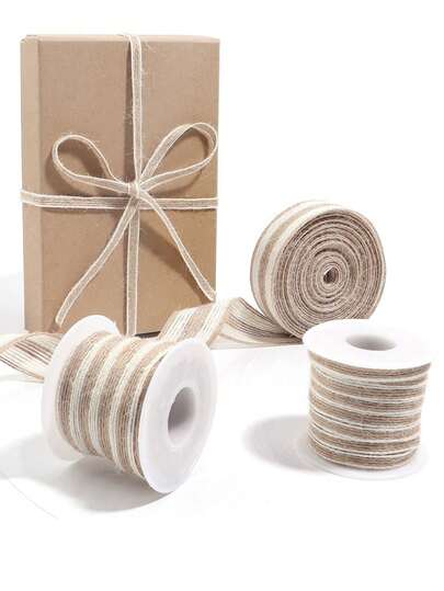 1 Roll/10 Meters Jute Ribbon, Natural Jute Ribbon Roll, Jute Ribbon With Wired Edge For Wedding Crafts, Making A Package Gift Autumn Wre Decoration, Ribbon Decoration Handicrafts Natural Jute Twine Ribbon , DIY Craft Rope For Gift Wrapping, Vintage Jute Burlap Hessian Ribbon With Lace Rustic Wedding Party Decoration