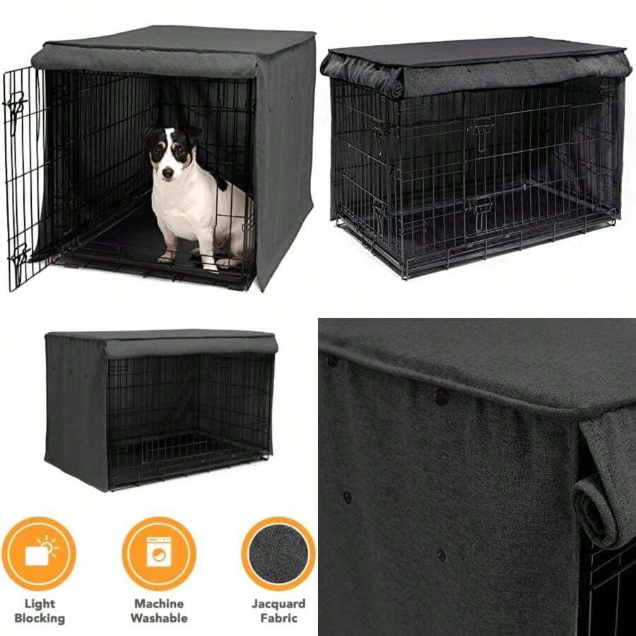 Friends Forever - Funda de Metal para Perros de 36 Pulgadas, Cubierta de Alambre para Perrera con Cortina Protectora de Bloqueo de luz, Cubierta para Jaula para Perros con persianas enrollables,(30.5"L x 19.5"W x 21"H) - Multicolor - Ver 1