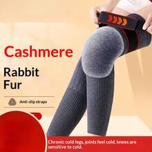 1双护膝，聚酯纤维保暖内衬加厚，加长防滑绑带，针织面料，男女通用，日常保暖，秋冬季护膝 - 彩色 - 查看 3