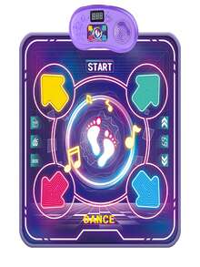 3+ Years Old Kids Bluetooth Music Dance Mat Toy, 4 Game Modes, LED Lights, Built-In Music, Volume Adjustable, Indoor Parent-Child Interactive Learning Game Mat, Christmas/Birthday Gift (4 AA Batteries Required)