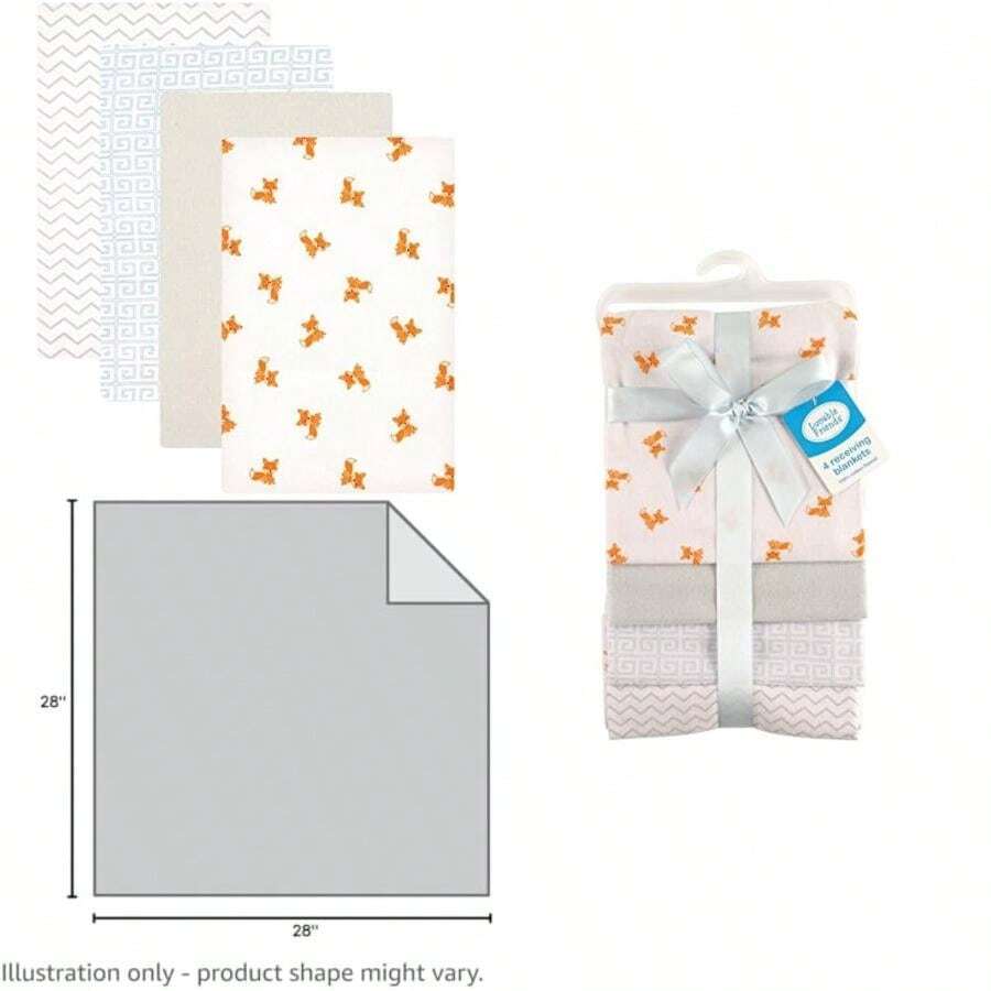Luvable Friends Flannel 4 Piece Receiving Blankets,(Fox) - Multicolor - Ver 1