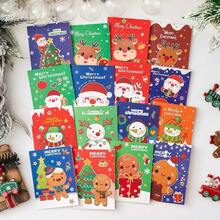 24pcs-Christmas Mini Notebook, Christmas Stocking Stuffer, 3.3in*4.7in Christmas Mini Notepad Christmas Theme Pocket Notebook Snowman Santa Claus Pattern Notebook Small Notebook Christmas Party Christmas Gift - Multicolor - View 1