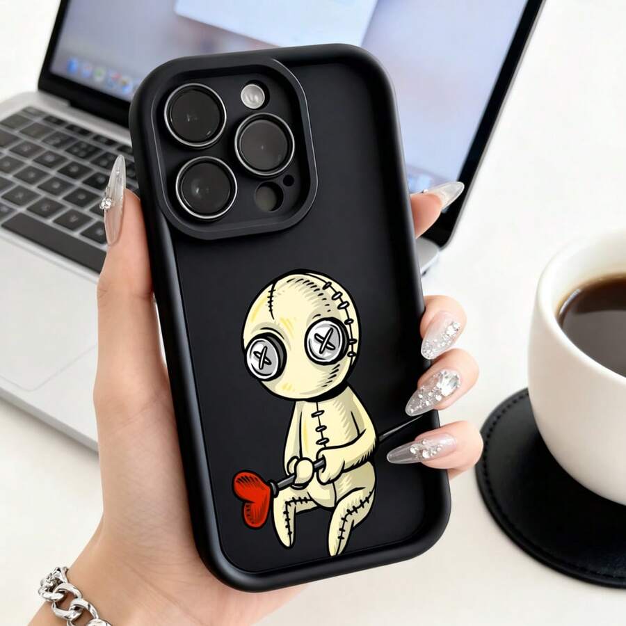 Funda de Teléfono con Diseño de Muñeca Vudu Linda y Corazón Adecuada para  15 Pro Max  14 Pro  13  12  Galaxy S23 S22 S21 S20 Funda de Teléfono Funda de Pareja Regalo para Novio Novia Regalo de San Valentín Regalo de Cumpleaños - Burdeos - Ver 1