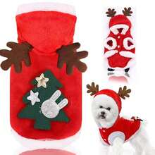 Dog Christmas Costumes, Pet Cold Weather Sweater Coat, Puppy Santa Claus Reindeer Outfit Winter Hoodie Warm Vest Clothes, Jumpsuit Apparel For Small Medium Dogs Cats Party Cosplay - Multicolor - View 2