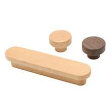 2pcs Wooden Single Hole Drawer Pull Handle, Round Head Wooden Cabinet/Wardrobe/Kids Room Door Knob - Beech Walnut - View 4