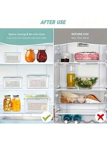 3-In-1 Plastic Food Storage Container Set With Strainer Basket And Lids - Leak-Proof, Fridge-Friendly, Reusable Multi-Purpose Kitchen Storage Boxes, Fruit And Vegetable Crisper, Refrigerator Organizer