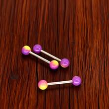 10个/包 1.6*16*6毫米 时尚个性化舌钉，不锈钢杆搭配亚克力材质，人体饰品现货批发 - 彩色 - 查看 4