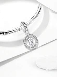 1件925纯银字母吊坠，圣诞礼物串珠吊坠，适合女士手链、手镯DIY饰品制作及日常佩戴，适合女孩 - 串珠集合3 - 查看 4