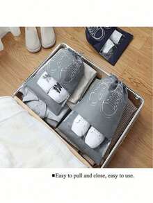 Portable Shoe Bag, Dust-Proof Shoe Storage Bag, Universal Travel Shoe Bag For Men And Women, Drawstring Shoe Pouch, Storage Cloth Bag (Random Color) - Multicolor - View 6
