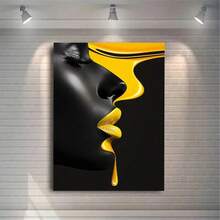 1 buc Art Deco clasic retro negru și galben abstract pictură pe pânză portret imprimat, artă pe pânză perete, poster cameră, decorare casă, consumabile de decorare cameră, dormitor, decorare living, cadru opțional