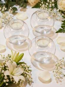 1件/套 欧洲创意水晶圆形耐热玻璃烛台，现代简约内置烛台，简约、时尚、优雅、氛围浓厚，适合搭配简约小蜡烛，日常休闲派对用品，白色蜡烛，婚礼和餐桌蜡烛，浪漫氛围蜡烛 - 無色 - 查看 15