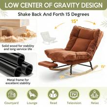 Rocking Chair With Footstool, Garden Rocking Chair, Recliner, Living Room Reading Chair With Upholstered, Adjustable Backrest, Patio Rocking Chair, Up To 200 Kg, For Garden, Yard, Bedroom - trái cam - Xem 4