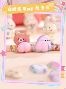 1pc 3D Cute Buttocks Stereoscopic Sticker, Pressure Sensitive Animal Sticker, Adorable Rabbit & Bear, Suitable For DIY Phone Case Decoration - Multicolor - View 11