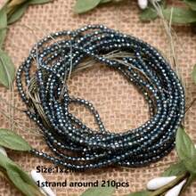 1 hebra de 210 piezas de cuentas de cristal facetadas de 1x2mm de color AB brillante, cuentas espaciadoras redondas de cristal para hacer joyas, hallazgos DIY, collares hechos a mano - Cuentas planas de 1x2 mm - Ver 18