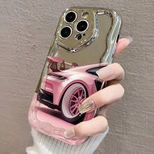カワイイピンクスポーツカーデザイン 電鍍防摔スマホケース for  17promax,16pro,15plus/14/13/12/11 スタイリッシュな外観 高強度衝撃吸収 機能的でファッション性豊富 携帯の損傷防止に最適 使い心地良好 保護と装飾を兼ね - シルバー - チェックする 4