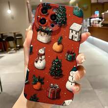 2026 nueva funda de teléfono esmerilada, funda de teléfono con diseño de árbol de Navidad y muñeco de nieve, caja de regalo con patrón festivo para iPhone 17 15 14 13 12 Pro Max y  Galaxy S23 S22 S21 S20 Ultra, protector de teléfono, funda de pareja, regalo para novio y novia, regalo de Navidad - Azul Klein - Ver 7