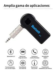 Mini receptor de Audio con Bluetooth 5,0, Receptor Bluetooth auxiliar para coche,adaptador inalámbrico de manos libres, estéreo, AUX, USB, para PC, auriculares, Coche, receptor estéreo manos libres para teléfono móvil. - Negro - Ver 3