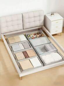 Large Capacity Under Bed Storage Bag, Suitable For Travel And More Scenarios - Multi-Layer Striped Design, 2 Size Options, Portable & Fashionable Women's Clothing Storage Bag, Mixed Colors And Elegant Patterns, Ideal Home Organization Choice,Christmas Decorations Home,Personalised Gifts,The Best Christmas Gifts For Women/Men - 彩色 - 查看 4