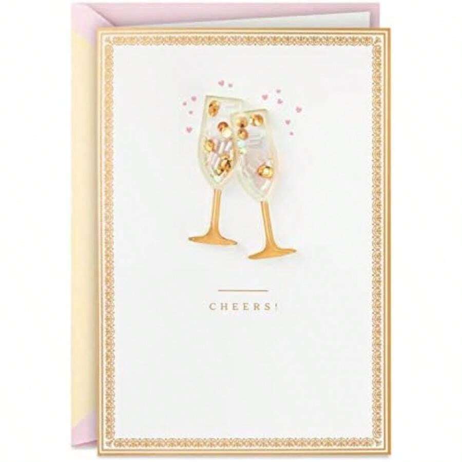 Hallmark - Tarjeta de aniversario para pareja ()(Champagne Cheers) - Multicolor - Ver 1