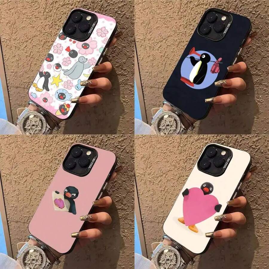 Happy P-Pingu Penguin Phone Case For 17,16,15,14,13,12,11,Pro,Max,Plus,E, IMD Matte Black - Z2 - 查看 1