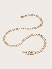 1pc Vintage Style Elegant 3-Circle Linked Waist Chain Accessories, Decor For Dress, Daily Wear And Party Occasions Halloween Fall, Autumn, Halloween - Vàng - Xem 4