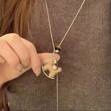 极简时尚马蹄形锁骨链项链，女士创意毛衣链饰