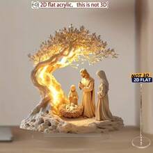 Đồ trang trí bàn làm việc theo chủ đề Kitô giáo 2D phẳng, thanh lịch có đế - Chất liệu Acrylic, Biển trưng bày phong cách cổ điển cho gia đình và văn phòng, Ý tưởng quà tặng tuyệt vời cho Giáng sinh, Năm mới, Lễ Tạ ơn - Nhiều màu B - Xem 4