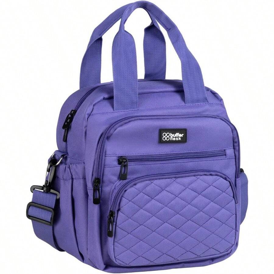 Lonchera Termica para Mujer y Hombre - Bolsa de Almuerzo Gran Capacidad - Loncheras para Adultos con Asas y Correa - Multiples Compartimentos - Uso tipo Bolso o Mochila - Morada - Rosa - Ver 1