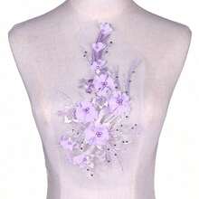 1pc Delicate 3D Beaded Chiffon Flower Patch, Decorative Applique Wedding Dress - Nhiều màu - Xem 8