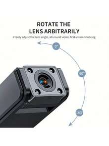 1个1080P迷你便携式摄像头，带音频/视频录制功能，电池续航时间6小时，180°旋转镜头，夜视功能，按键控制，USB充电，4个LED灯，ABS材质，支持最大128GB存储卡（不含存储卡） - 彩色 - 查看 6