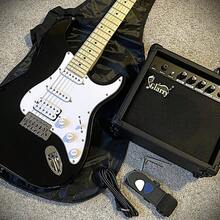 Full-Size Black Electric Guitar Starter Package With 20-Watt Amp HSS Pickups - như hình ảnh - Xem 4