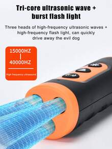 New Ultrasonic Cat/Dog Lover Gift And Dog/Cat Mom Love Dog Lover Gift And Dog Mom Love Repellent Trainer, 3-Head Flashing Light, Rechargeable, Outdoor Deterrent Anti Barking Device - Black - View 8
