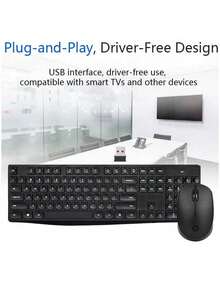 HP CS10 Upgraded Wireless Keyboard And Mouse Combo, Long Battery Life, Silent Keys, Automatic Sleep Mode, Plug And Play For Desktop And Laptop Computers, Black - Black - View 7
