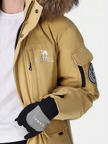 CAMEL CROWN Parka de plumón para mujer, nuevo estilo de invierno, a prueba de viento, impermeable, cálida, con cuello de piel, cargo, chaqueta acolchada de plumón de media longitud - Amarillo atardecer - Ver 3