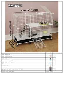 Movable Small Animal Cage With Tray, Indoor Kitten Villa, Non-Occupying Small Cat Cabinet With Wheels - Multicolor - View 15