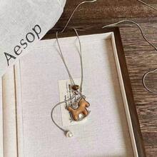 极简时尚马蹄形锁骨链项链，女士创意毛衣链饰