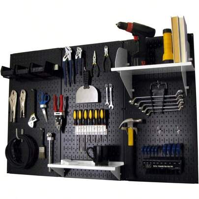 30-WRK-400 BW Pegboard Organizer Metal Standard Tool Storage Kit Accessories 4' Black/White