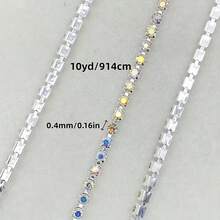 10yards 2mm/4mm Crystal Rhinestone Tight Chain, Crystal Rhinestone Chain For Sewing Or Gluing Decoration On Clothes, DIY Chain Accessories