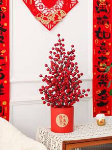 1 buc. Decorațiune artificială pentru ghiveci de flori de Anul Nou - Potrivită pentru decorarea camerei de zi, a pensiunii, a recepției hotelului pentru atmosfera de festival de Anul Nou, precum și pentru decorarea mesei în restaurantul familiei și în timpul petrecerii de sărbători.