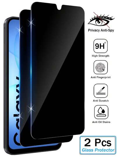 2Pcs Privacy Protection Full Screen Tempered Glass Protector Protect Screen Anti Peeping Full Screen Phone Protective Film Compatible With Samsung Galaxy A17 A07 A56 A36 A26 A16 A06 A55 A35 A25 A15 A05 A54 A34 A24 A14 A04 A73 A53 A33 A23 A13 A03 A72 A52 A32 A12 A02 A71 A51 A21 S25 S24 FE S25FE S24FE Clear Protective Cover Glass Film Screen Protection Essentials, Applicable To Daily Shield, Office, Home Daily Shield Office Home Phone Screen Protector Phone Accessories Privacy Screen Protector Anti-Spy Waterproof Shockproof Anti-Fall Scratch Resistant