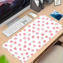 1pc Sweet Heart And Strawberry Pattern Mouse Pad, Long Mouse Pad For Desktop Games, Laptop Mouse Pad, Game Mouse Pad - Multicolor - View 24