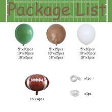 131-Pc Football Balloon Garland Kit With Sage Green, Brown, And Foil Football Balloons-Great For Touchdown, Rugby,  And Sports Parties - Trending, Best Seller, New Arrival, Party Supplies, Elegant Decor, Party Decoration, Wedding & Birthday - 綠色 - 查看 2