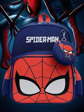 Mochila de grande capacidade do Homem-Aranha da Marvel, Mochila escolar legal de desenho animado, Tecido prático, Presente de feriado, Presente de aniversário, Viagem de férias, Escola, Estilo diário versátil