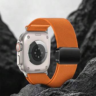 Correas de nailon para Apple Watch Ultra Banda de 49mm, 46mm, 45mm, 44mm, 42mm, 41mm, 40mm, 38mm, elástica, de tela suave, con hebilla magnética, para Series 11, 10, 9, 8, 7, 6, 5, 4, 3, SE, 2, 1 para hombres y mujeres