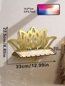 1pc Black Wooden Lotus Shaped Wall Hanging Decor Rack, Boho Style, Ideal For Meditation And Home Decor. This Wall Mounted Shelf Can Be Used To Display Crystals And Decorative Items, Suitable For Walls In Home, Bedroom, Living Room And More. - Black (flat Stand) - View 11