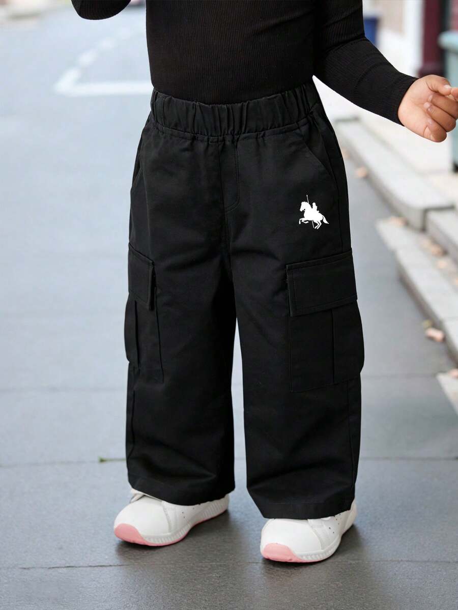 1pc Baby Boys Hip Hop Style Casual Straight Leg Pants